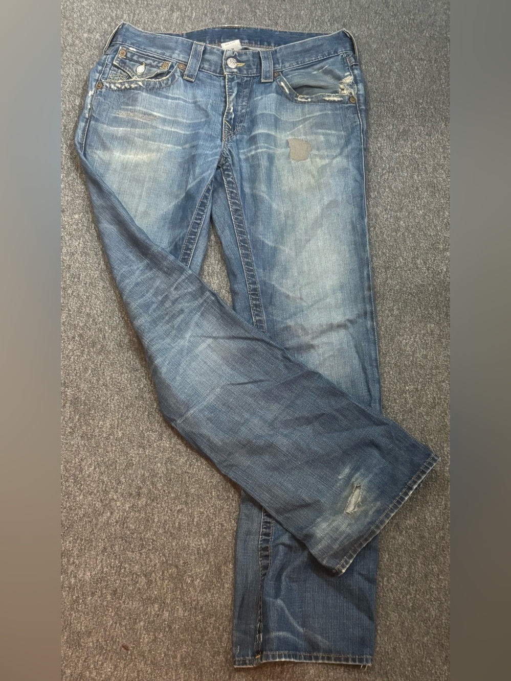 True Religion | Men's Vintage Denim Jeans | Y2K | Distressed Wash | Size 32